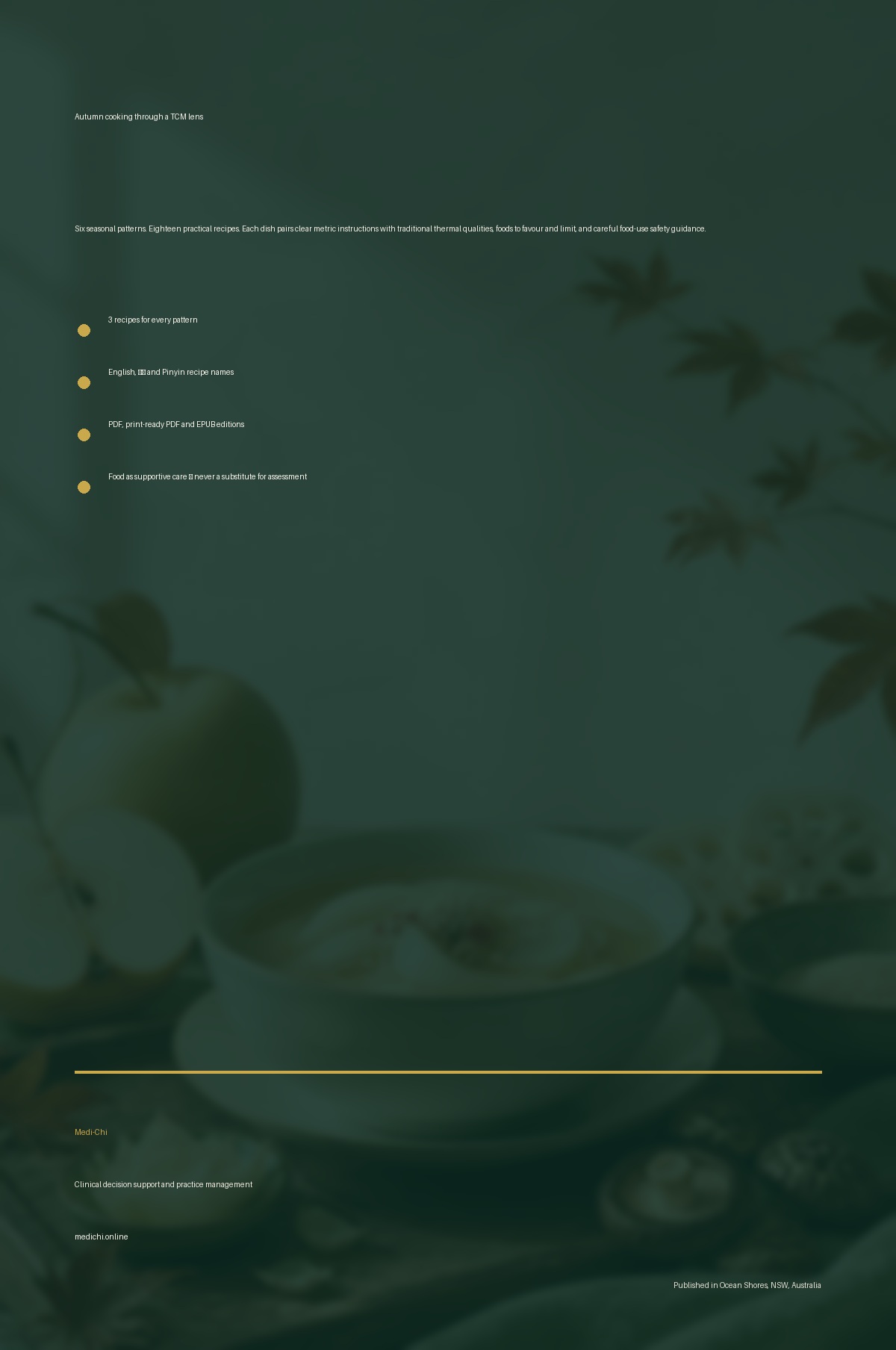 Back cover of Seasonal TCM Dietetics: Autumn