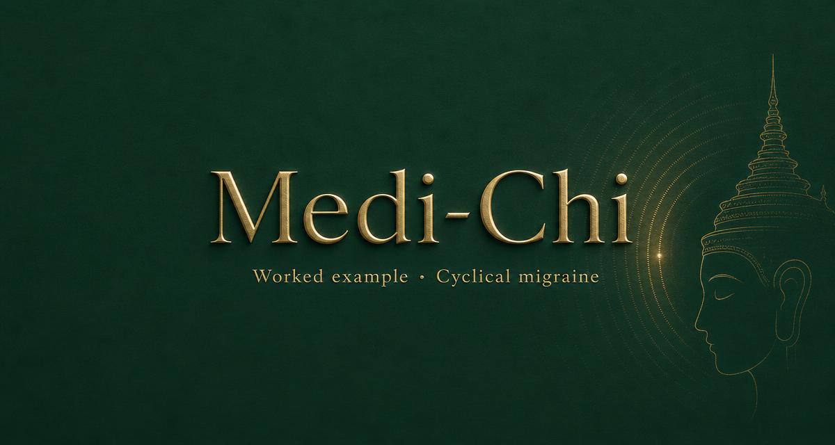 Medi-Chi embossed hero for worked example: Right-sided cyclical migraine, worse premenstrually
