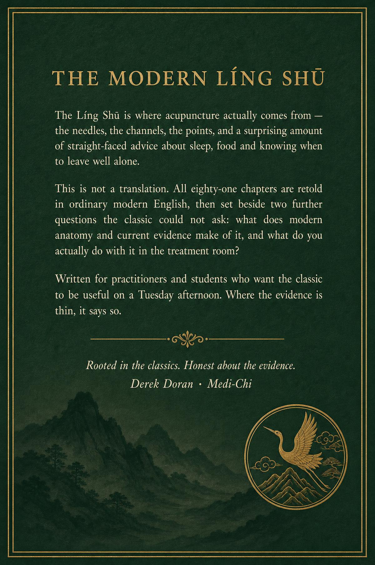 Back cover of The Modern Líng Shū — description of the book with the Medi-Chi imprint