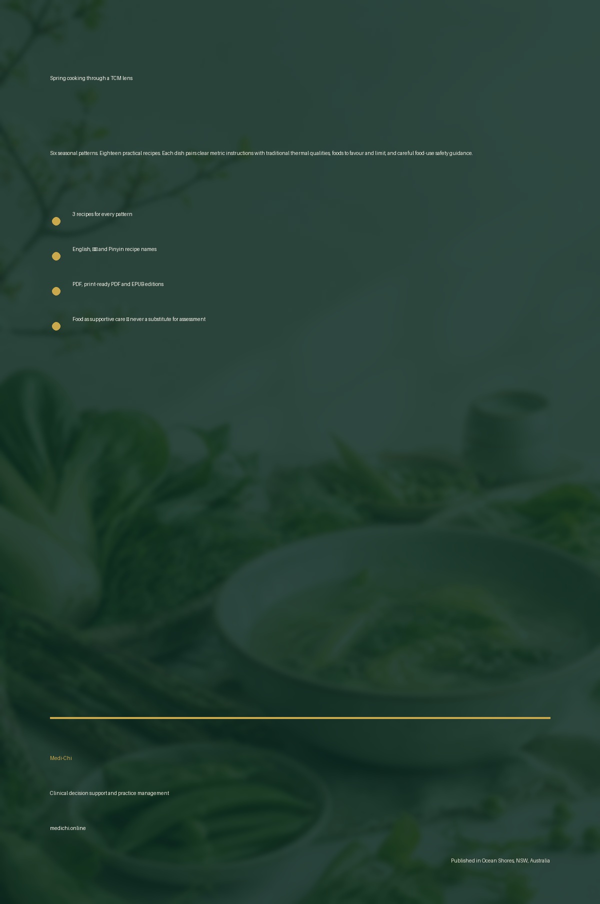Back cover of Seasonal TCM Dietetics: Spring