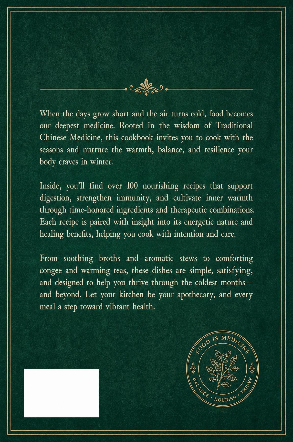 Back cover of Seasonal TCM Dietetics: Winter