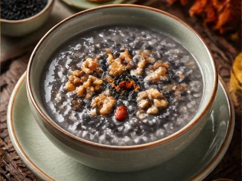 Black Sesame & Walnut Rice Porridge — 黑芝麻核桃粥