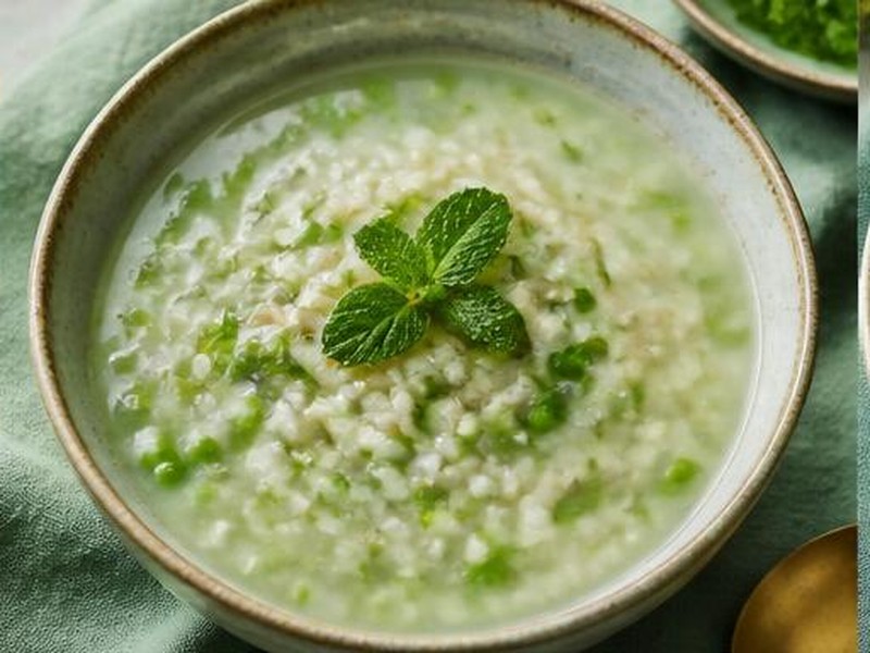 Mint, Barley & Pea Congee — 薄荷青豆大麥粥
