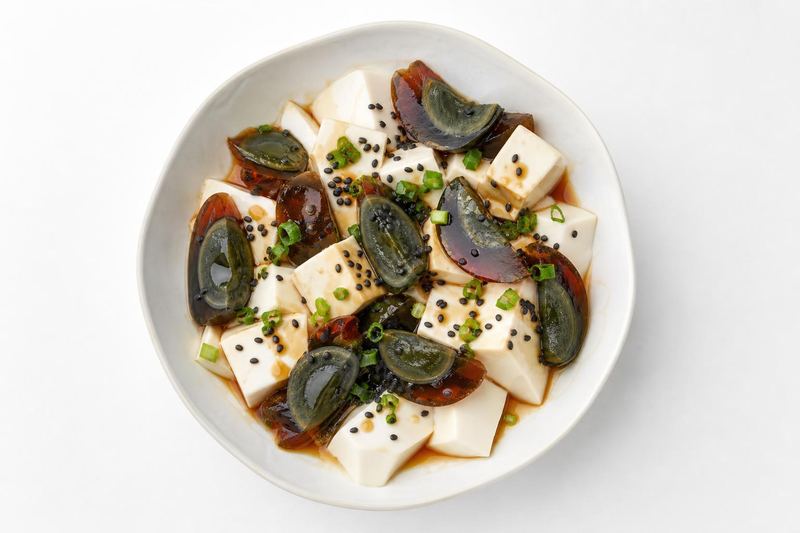 Silken Tofu with Century Egg & Sesame — 皮蛋豆腐 (Pí Dàn Dòu Fu)